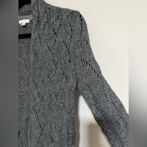 Garnet Hill Gray Wool Alpaca Blend Longline Cardigan Duster Sweater Coat Size XS - Picture 4 of 10